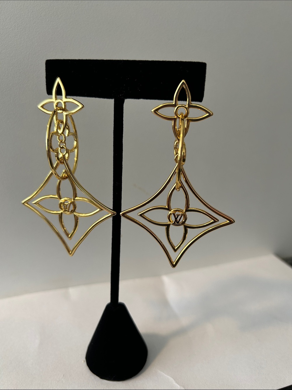 Openwork Gold Floral Drop Earrings for Women